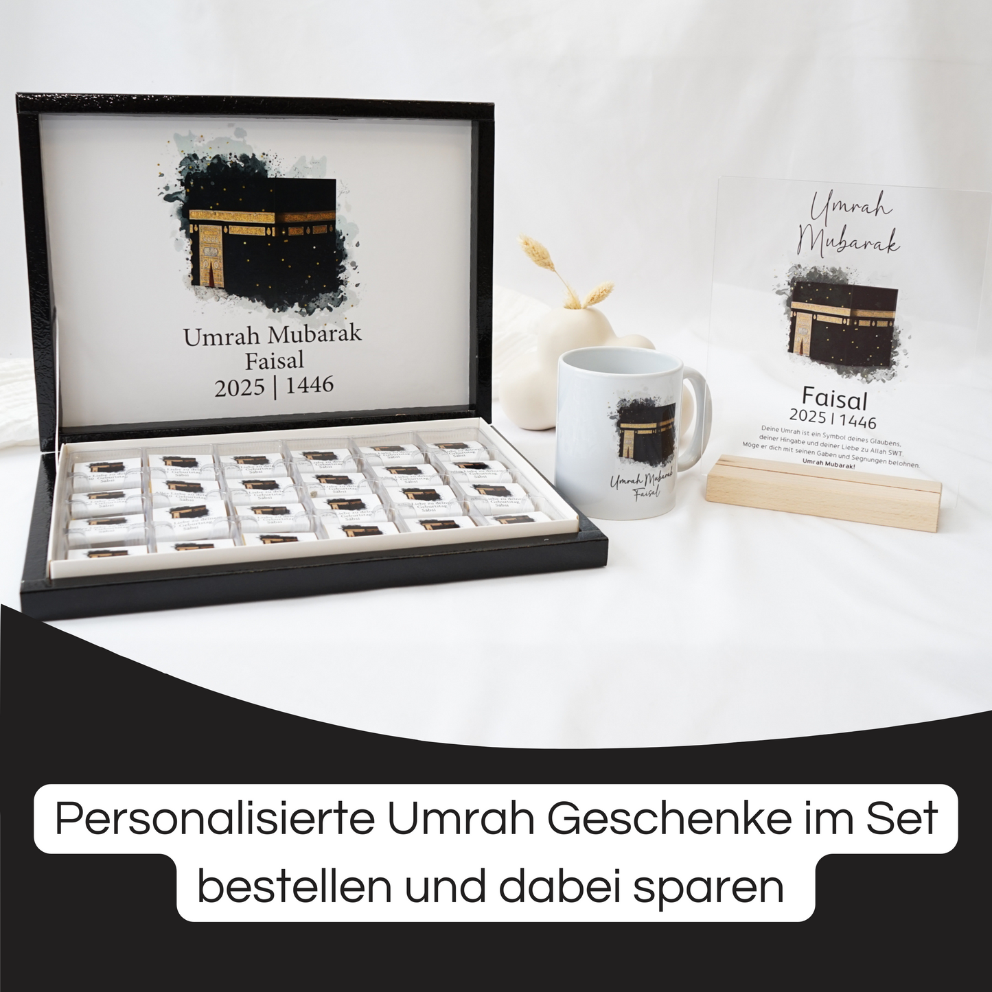 Umrah Geschenkeset - Schokobox | Acrylschild | Tasse