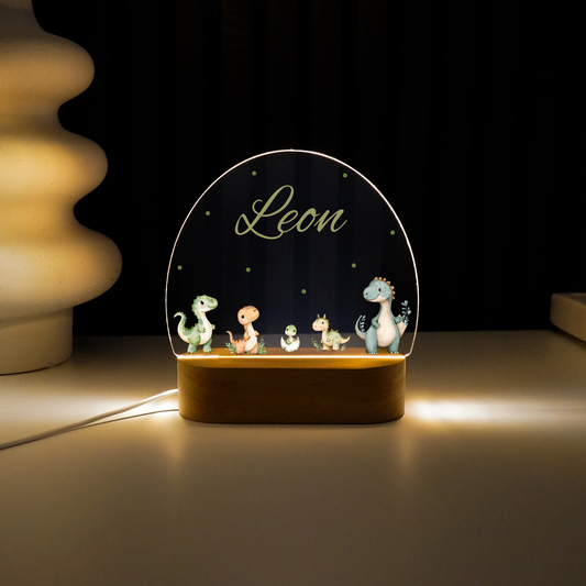 Personalisierte Nachtlampe LED - Dino Familie