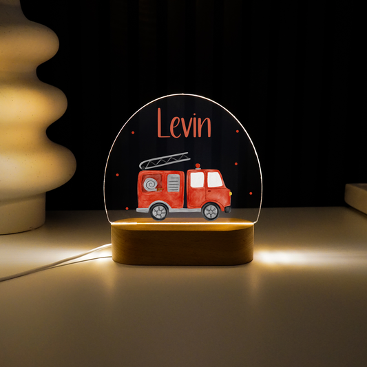 Personalisierte Nachtlampe LED - Feuerwehr Auto