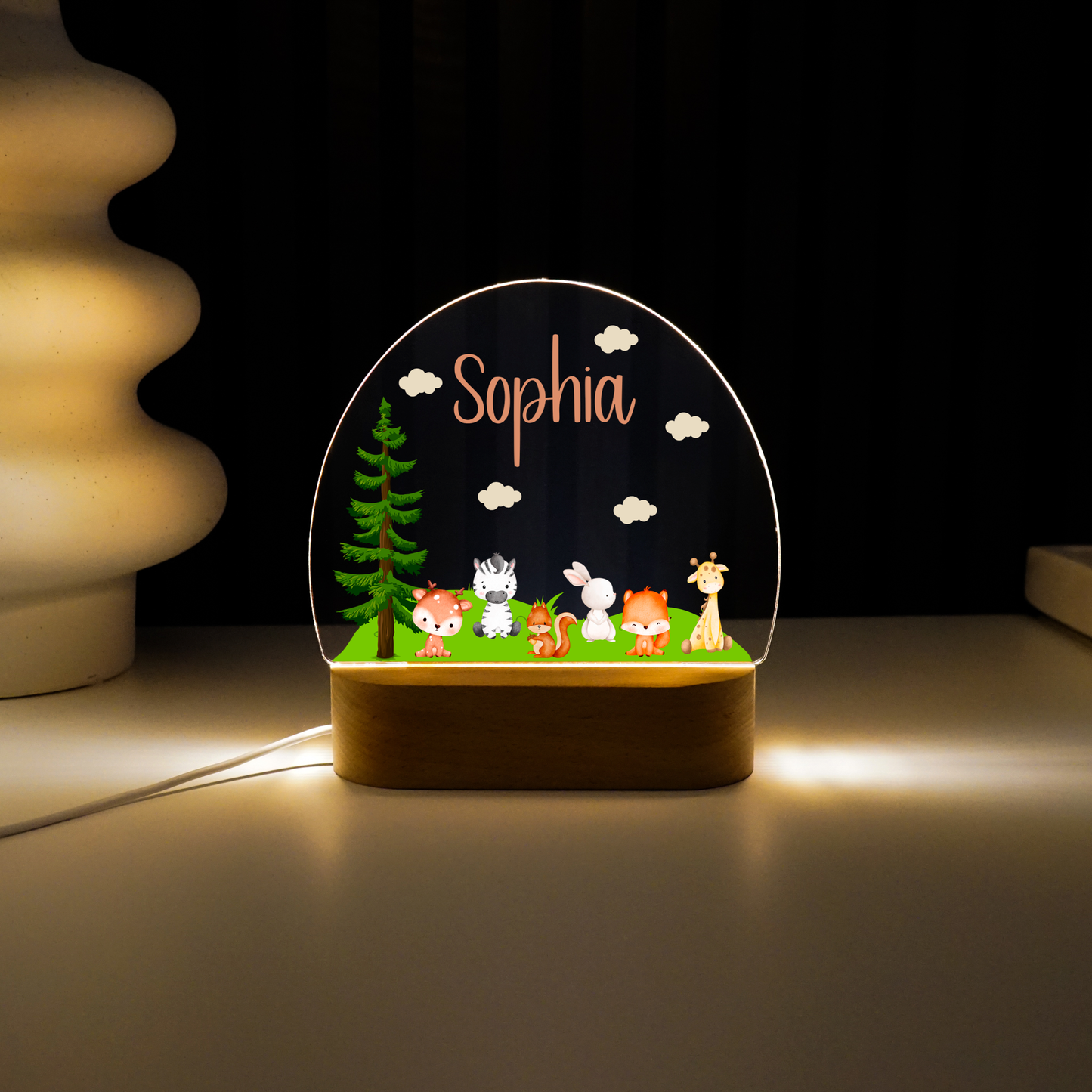 Personalisierte Nachtlampe LED - Mini Waldfreunde