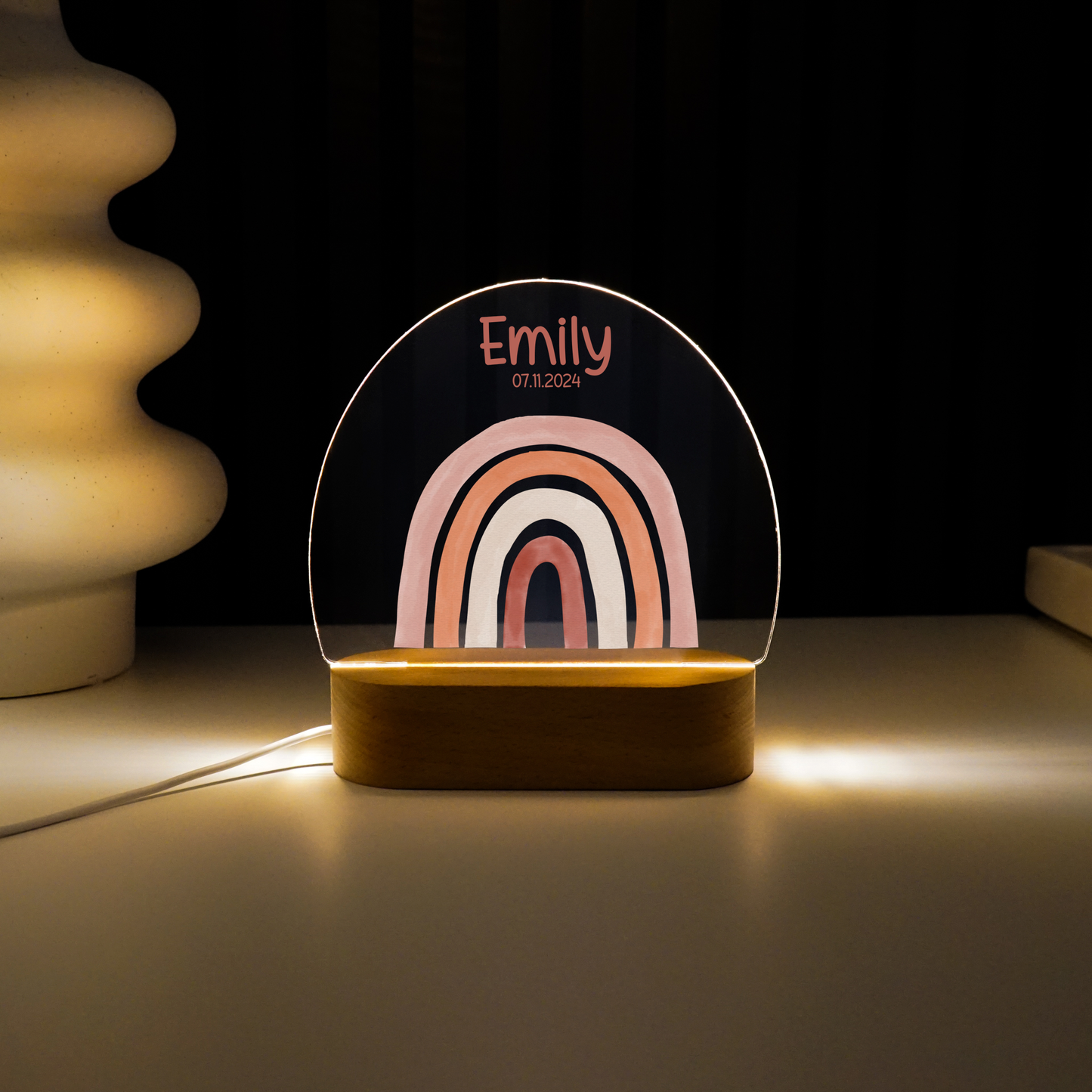 Personalisierte Nachtlampe LED - Boho Regenbogen