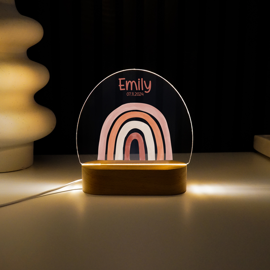 Personalisierte Nachtlampe LED - Boho Regenbogen