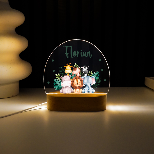 Personalisierte Nachtlampe LED - Safari Freunde 2