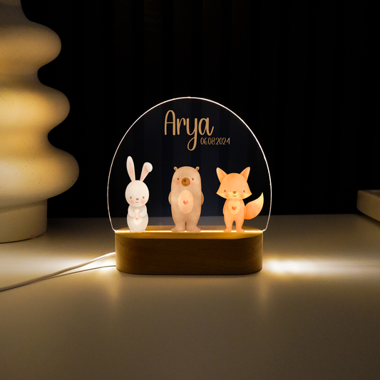 Personalisierte Nachtlampe LED - Animal Friends