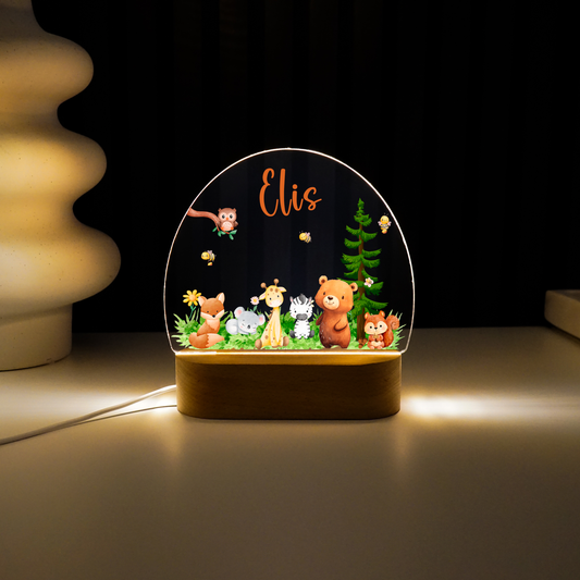 Personalisierte Nachtlampe LED - Safari Familie