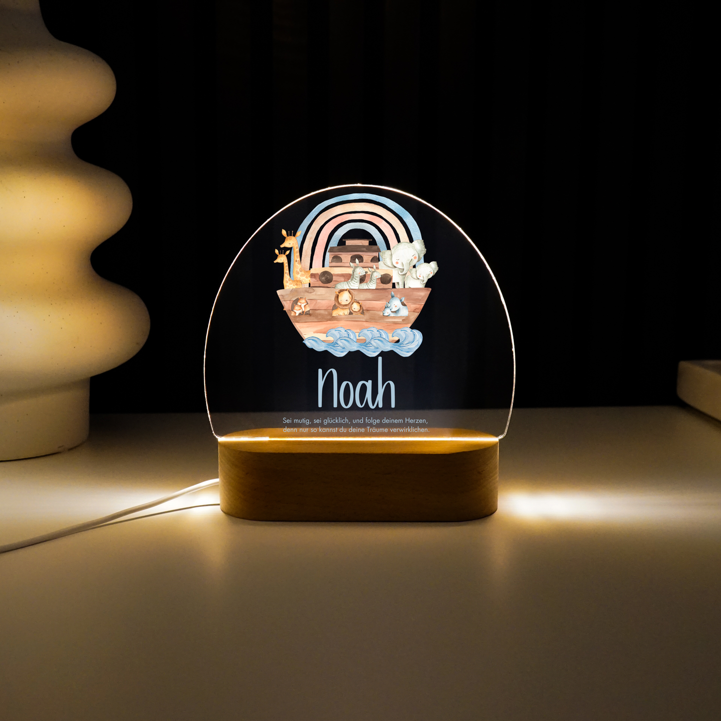 Personalisierte Nachtlampe LED - Arche Noah "Sei Mutig"