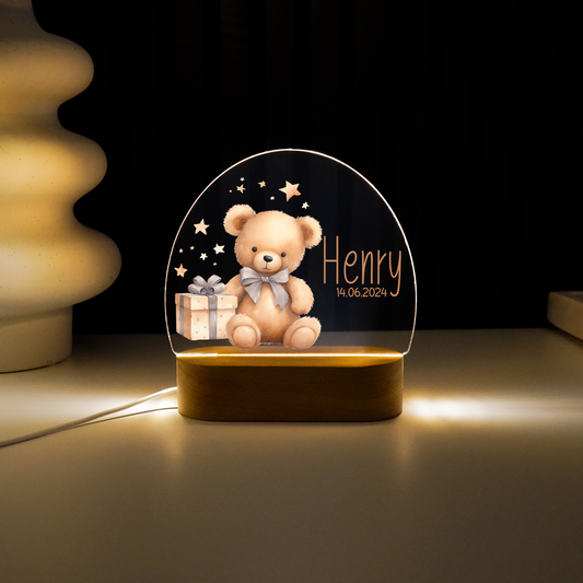 Personalisierte Nachtlampe LED - Teddy & Sternenhimmel