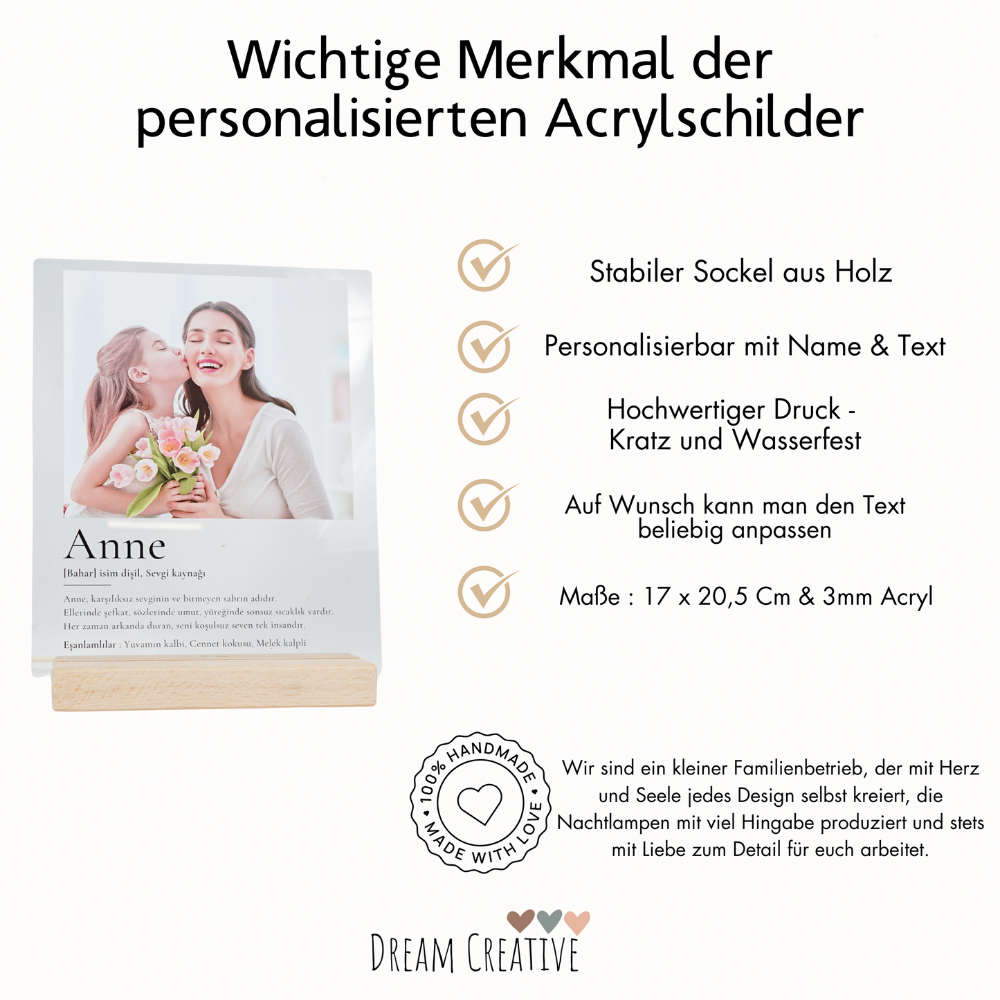 Personalisiertes Acrylschild mit Foto - Güzel Annem