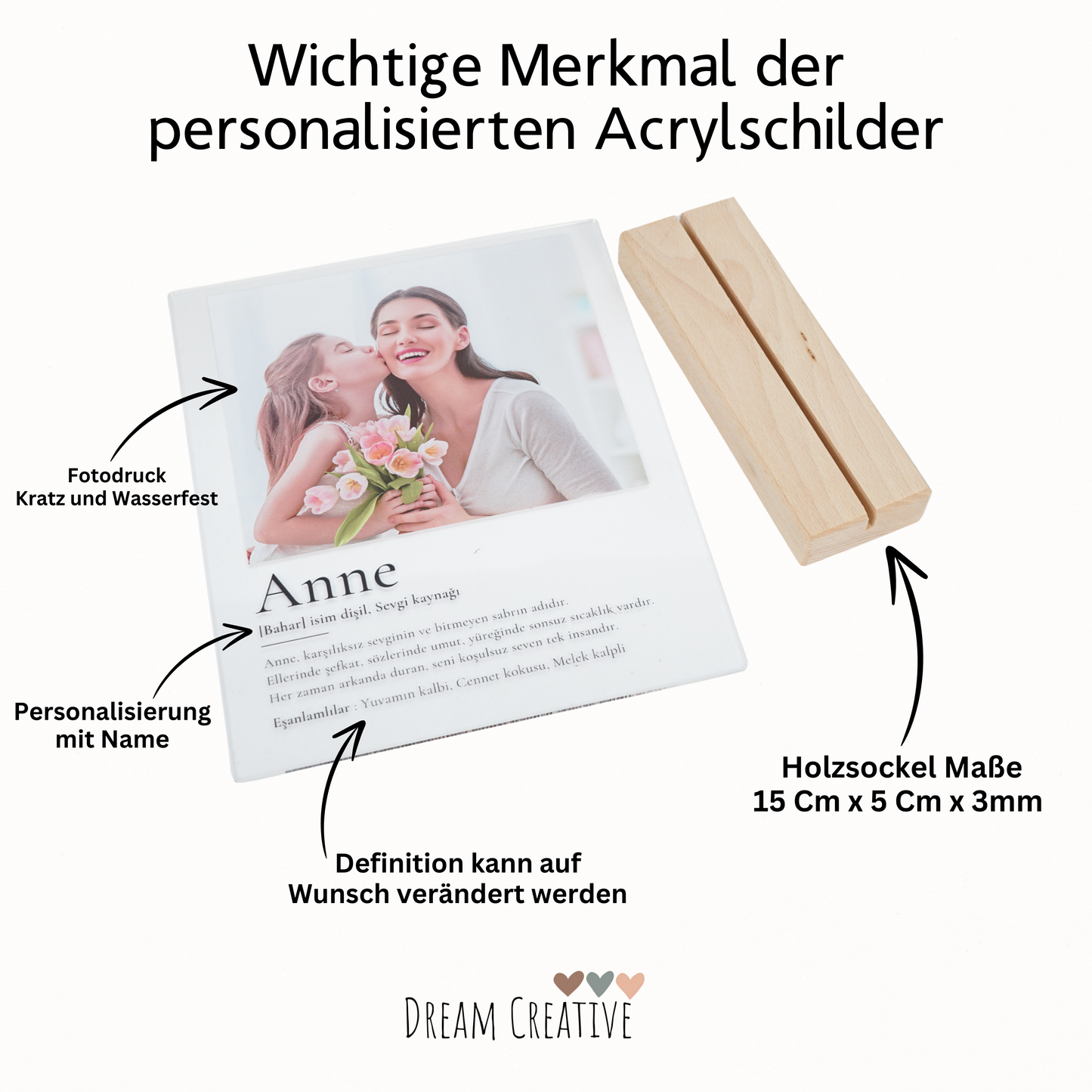 Personalisiertes Acrylschild mit Foto - Güzel Annem