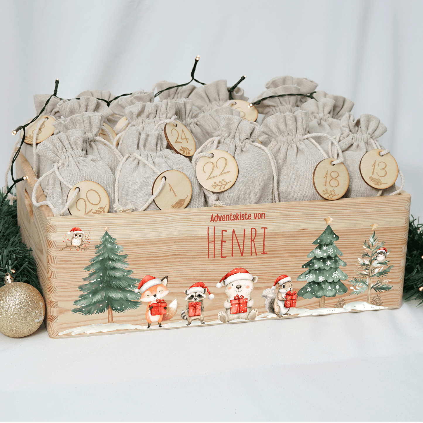 Adventskalender personalisiert zum befüllen - Abenteuer im Winterwald