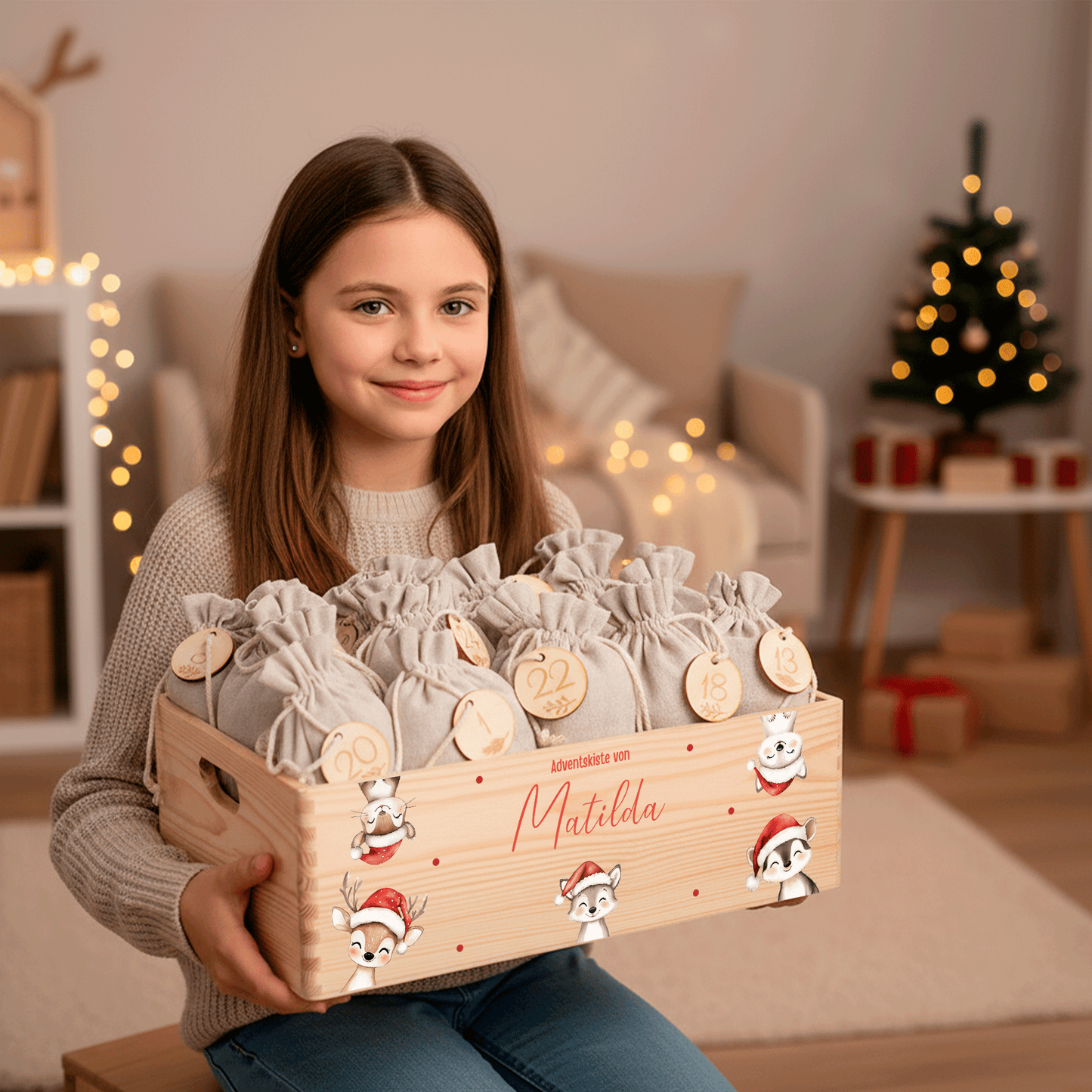 Adventskalender personalisiert zum befüllen - Weihnachtliche Bärenfreunde