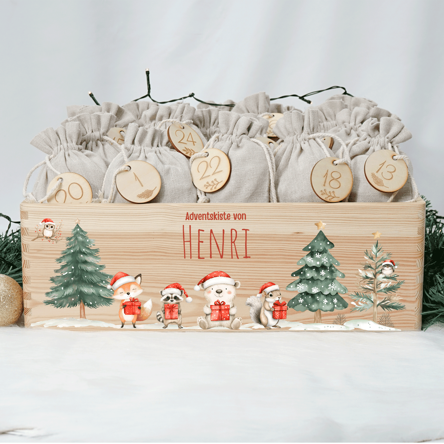 Adventskalender personalisiert zum befüllen - Abenteuer im Winterwald