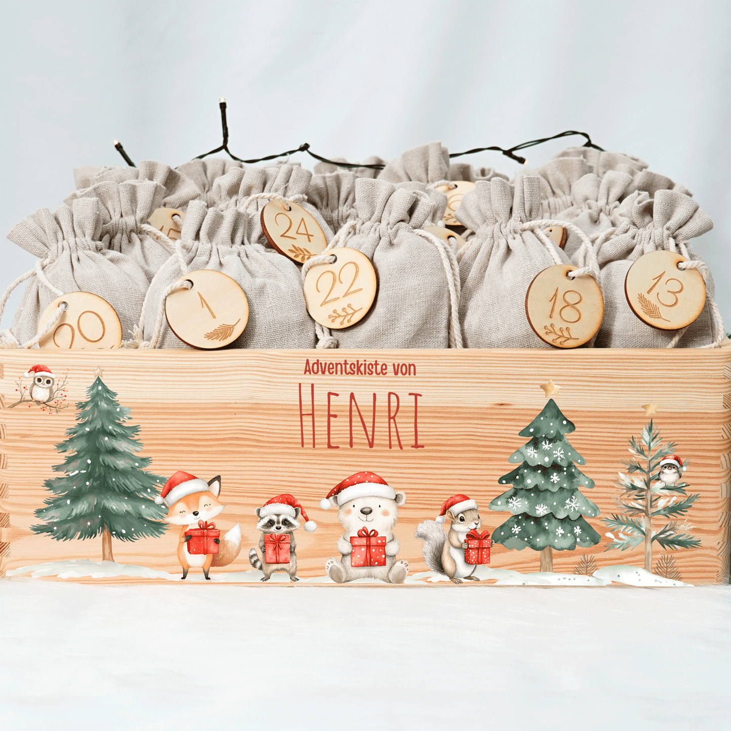 Adventskalender personalisiert zum befüllen - Abenteuer im Winterwald