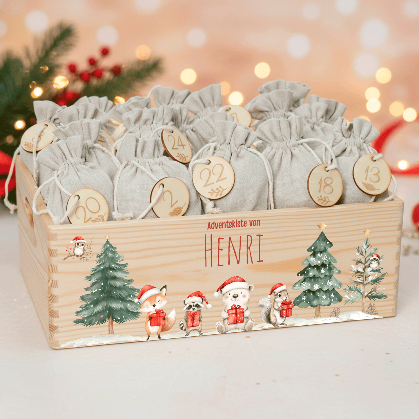 Adventskalender personalisiert zum befüllen - Abenteuer im Winterwald
