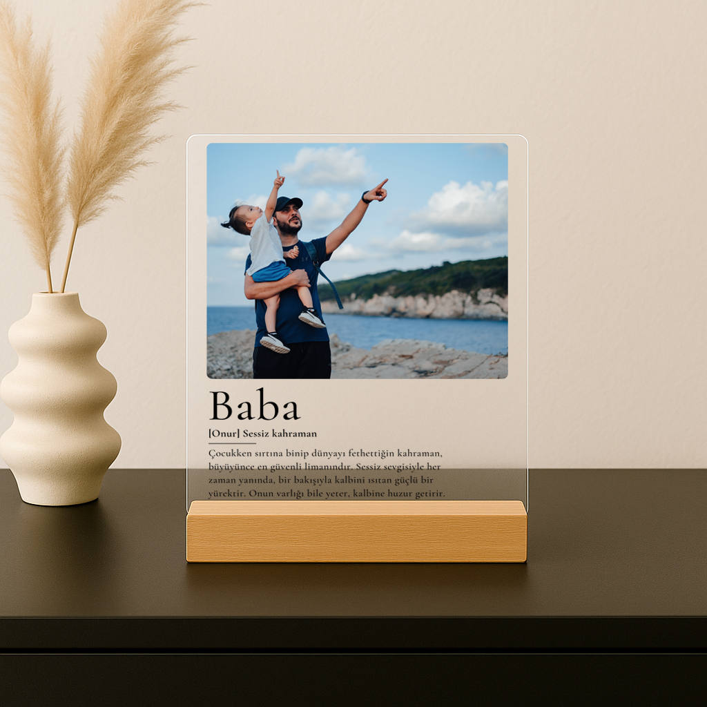 Personalisiertes Acrylschild | Geschenkidee zum Vatertag "Baba Definition"