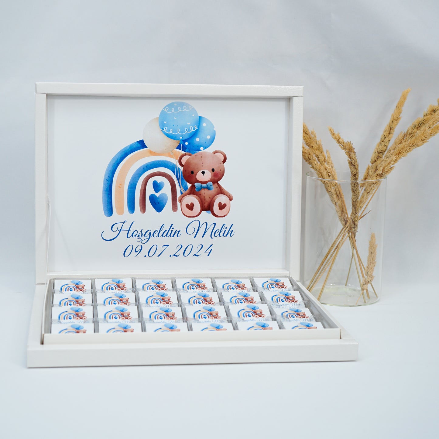 Chocolate Box Personalized - Teddy Bear Blue