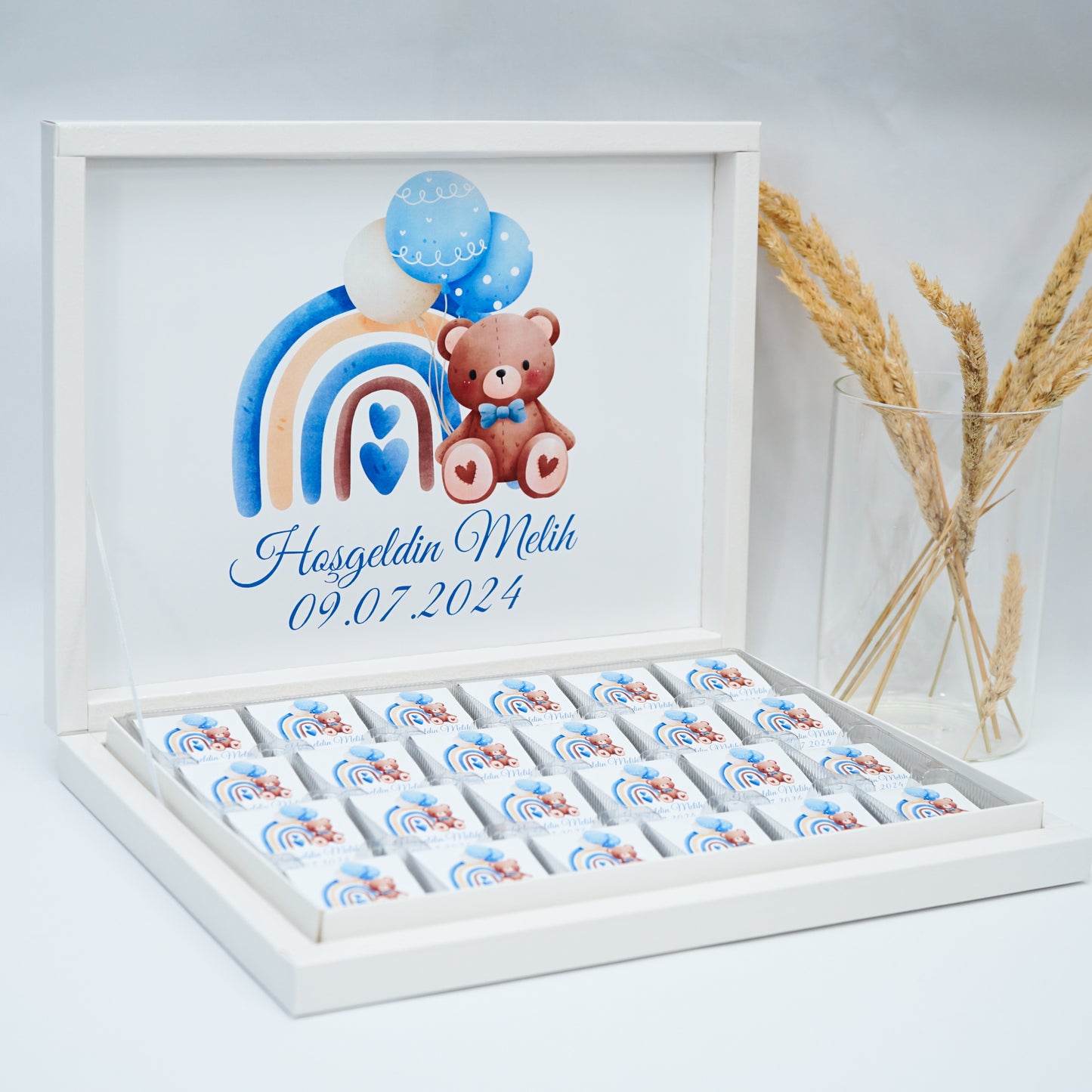 Chocolate Box Personalized - Teddy Bear Blue