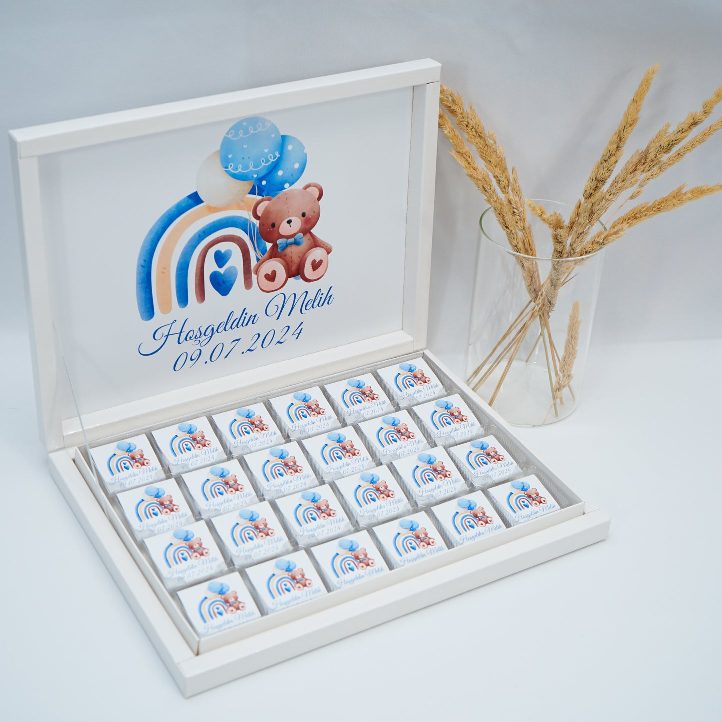 Chocolate Box Personalized - Teddy Bear Blue