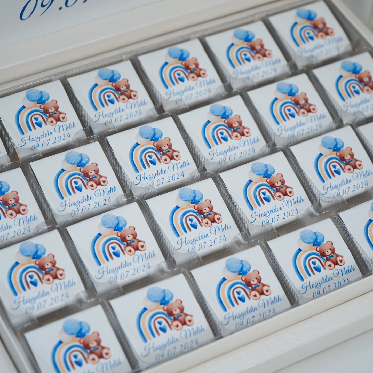 Chocolate Box Personalized - Teddy Bear Blue