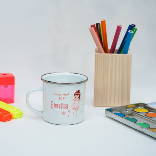 Emaille Kindertasse Personalisiert - Ballett Mädchen