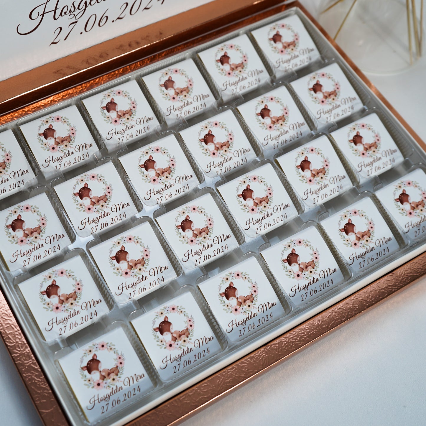 Schokobox Personalisiert - Reh Mutter Kind Motiv
