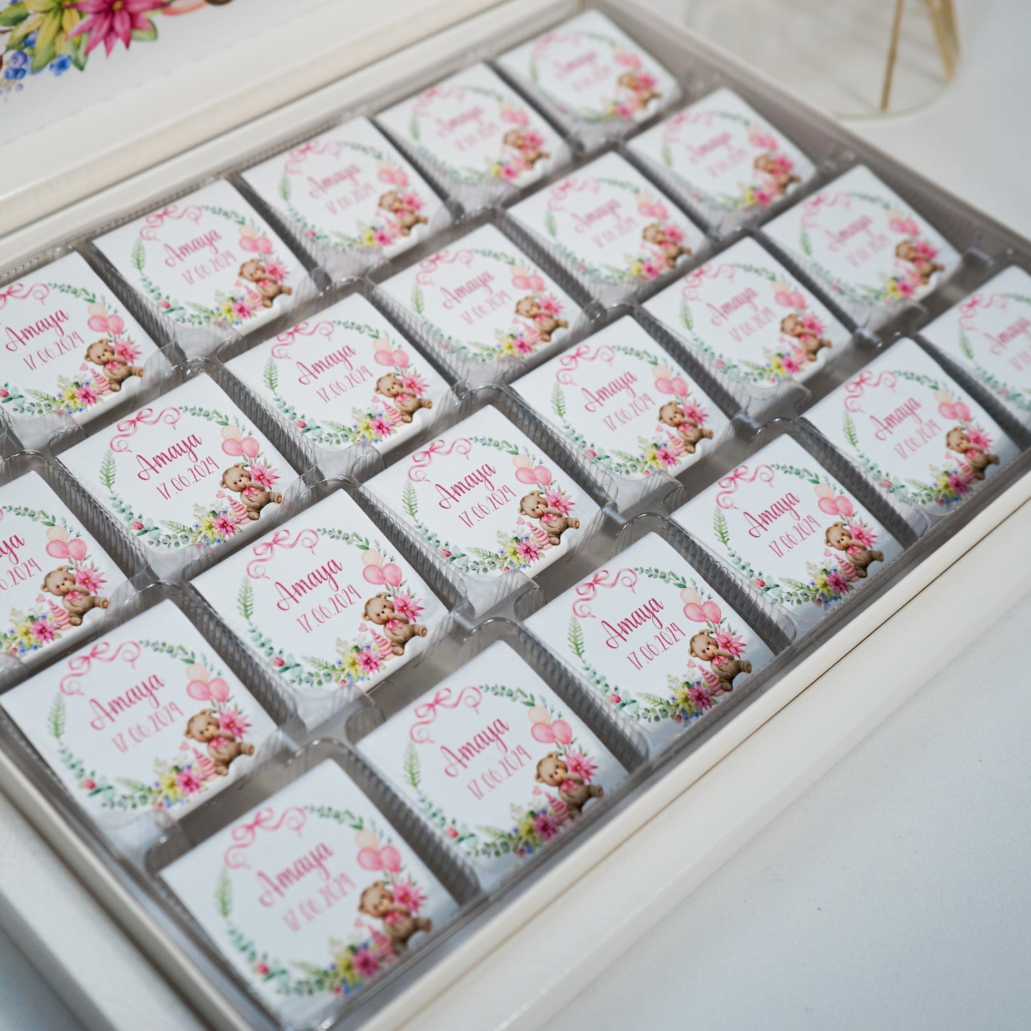 Schokobox Personalisiert - Teddybär Pink