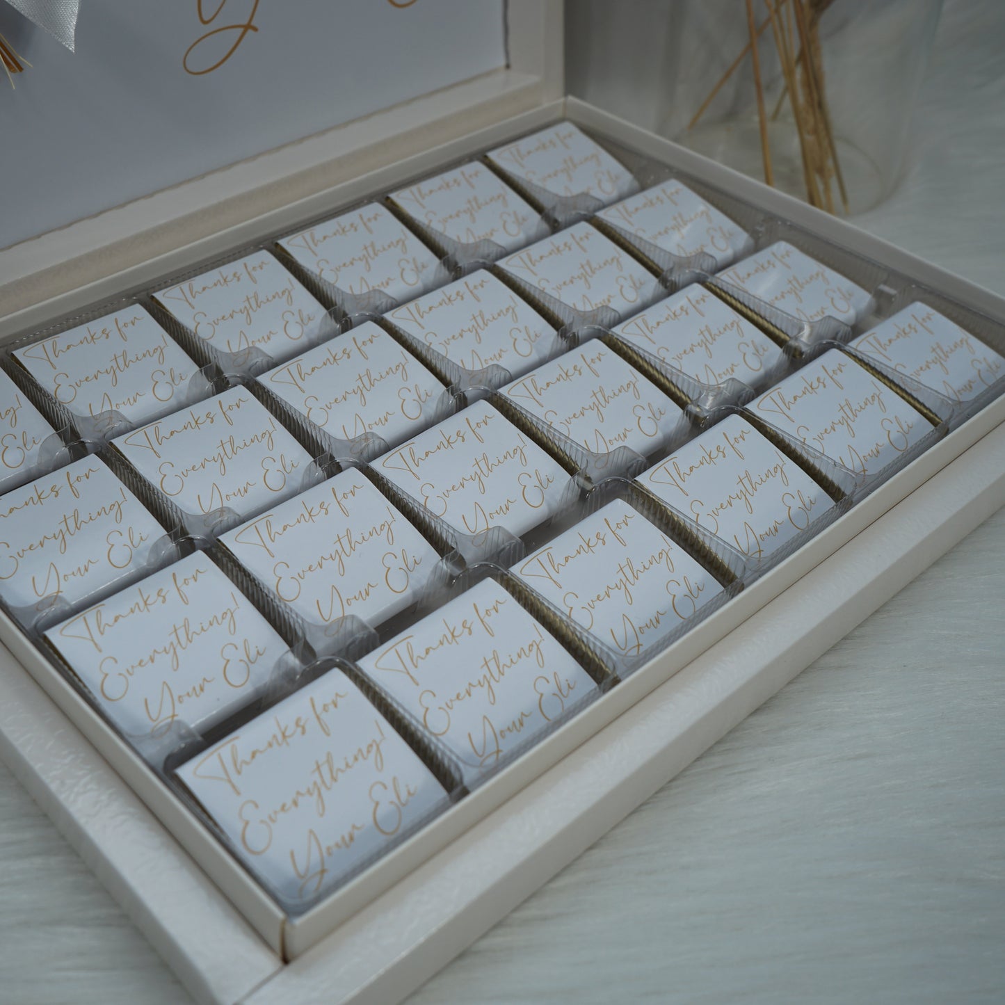 Chocolate Box Personalized - Thank You Motif Gold