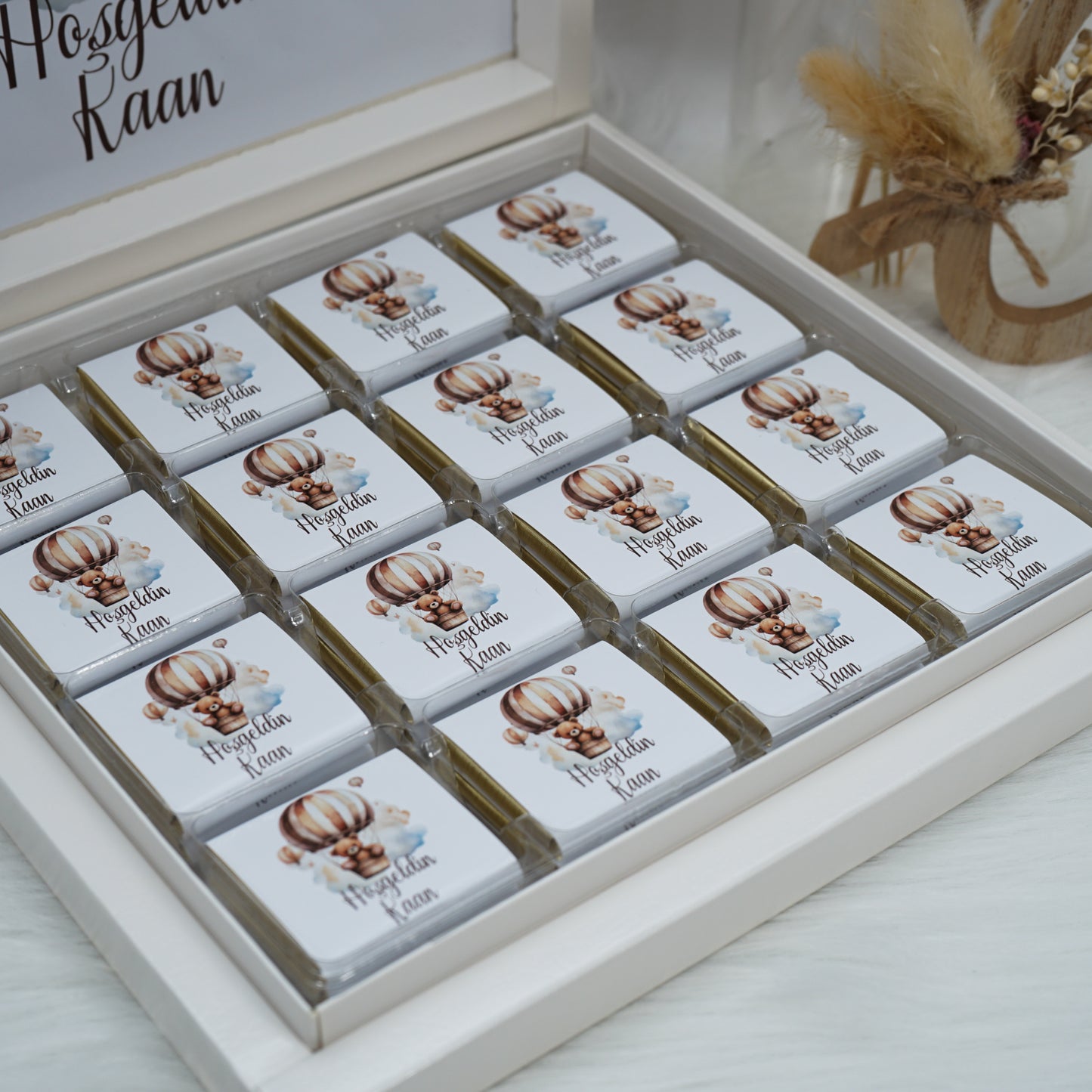 Personalized Chocolate Box - Boho Bear Motif