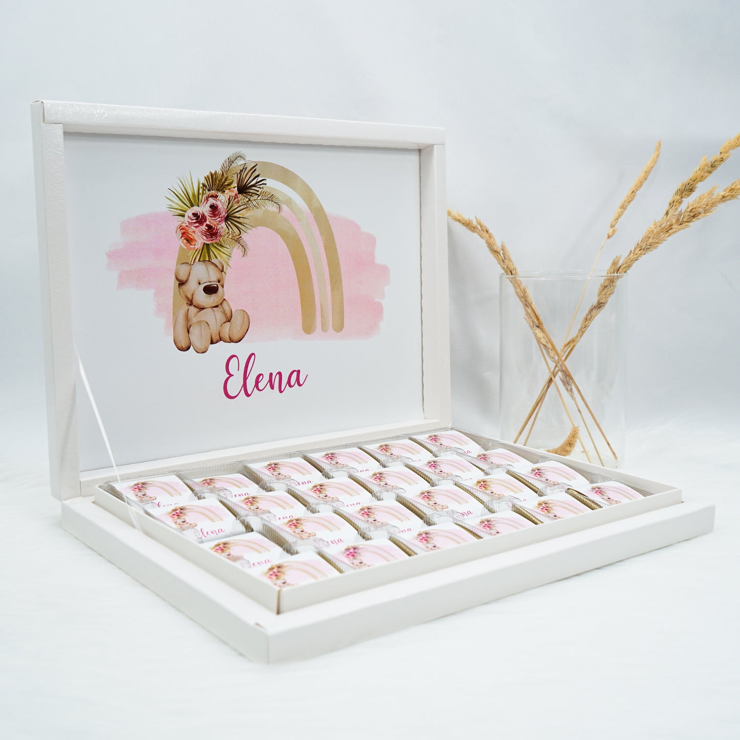 Schokobox Personalisiert - Regenbogen Rosa Bär