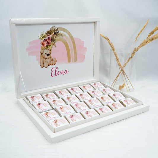 Schokobox Personalisiert - Regenbogen Rosa Bär