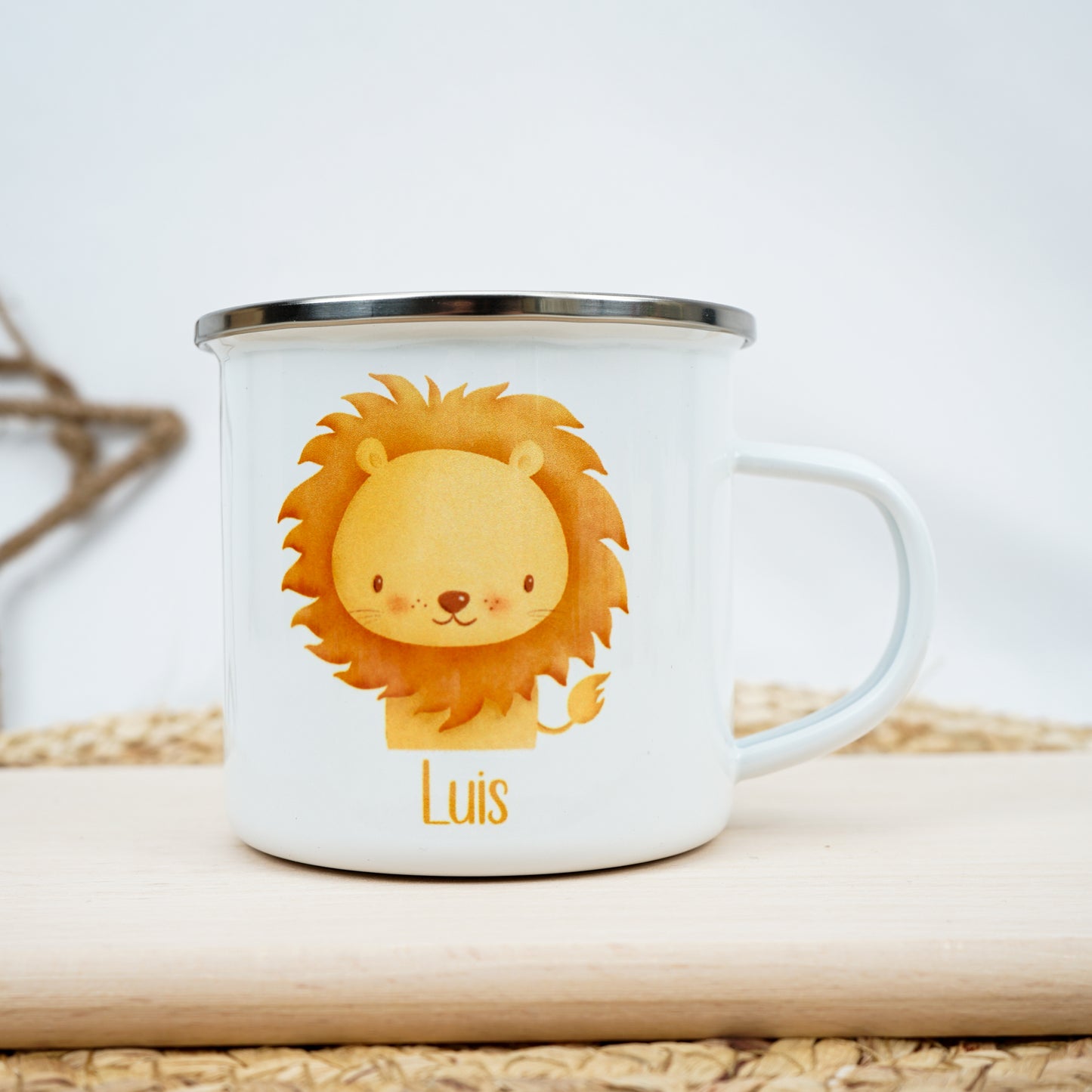 Emaille Kindertasse Personalisiert - Tierchen Aquarell