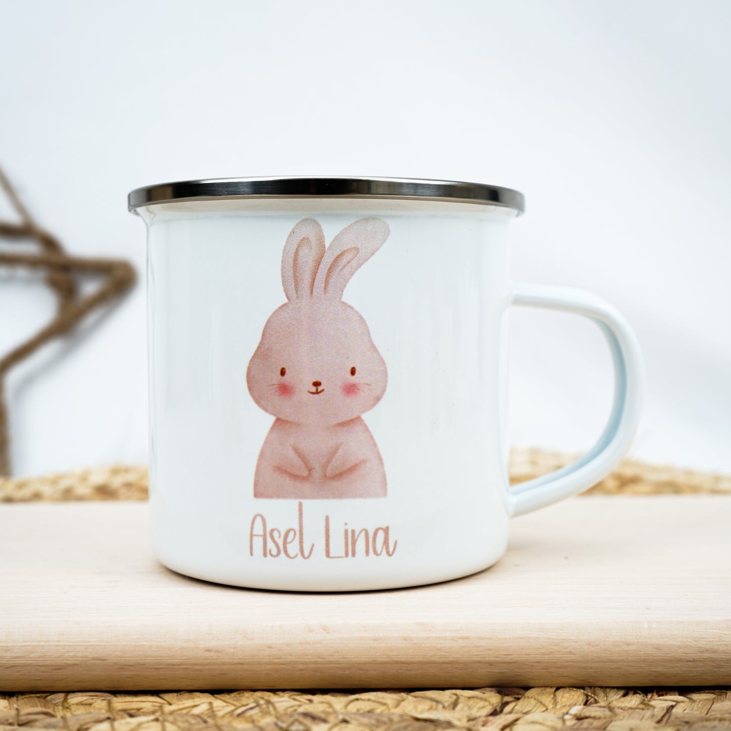 Emaille Kindertasse Personalisiert - Tierchen Aquarell