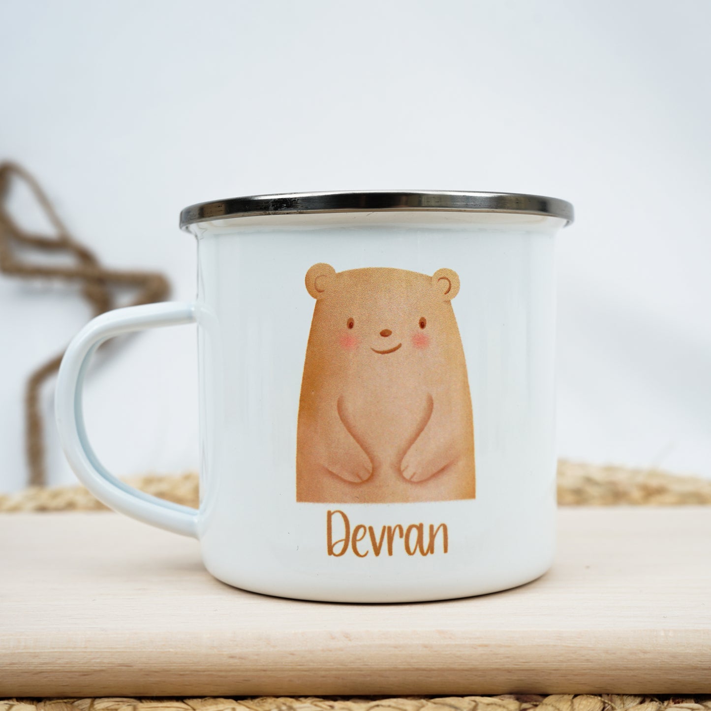 Emaille Kindertasse Personalisiert - Tierchen Aquarell