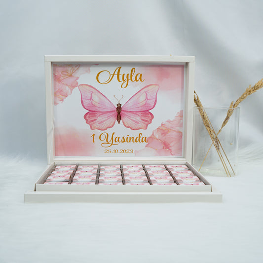 Schokobox Personalisiert - Schmetterling Rosa