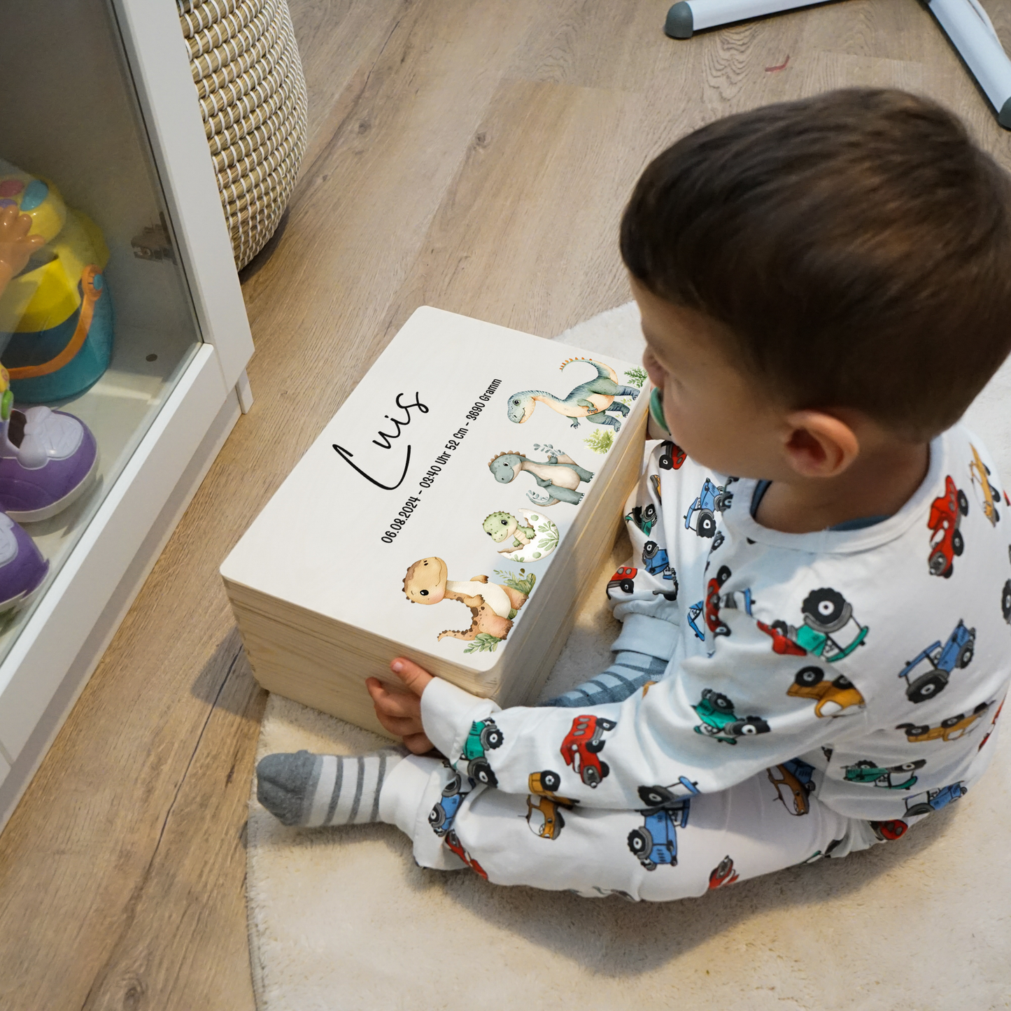 Personalisierte Erinnerungskiste - Dino Familie