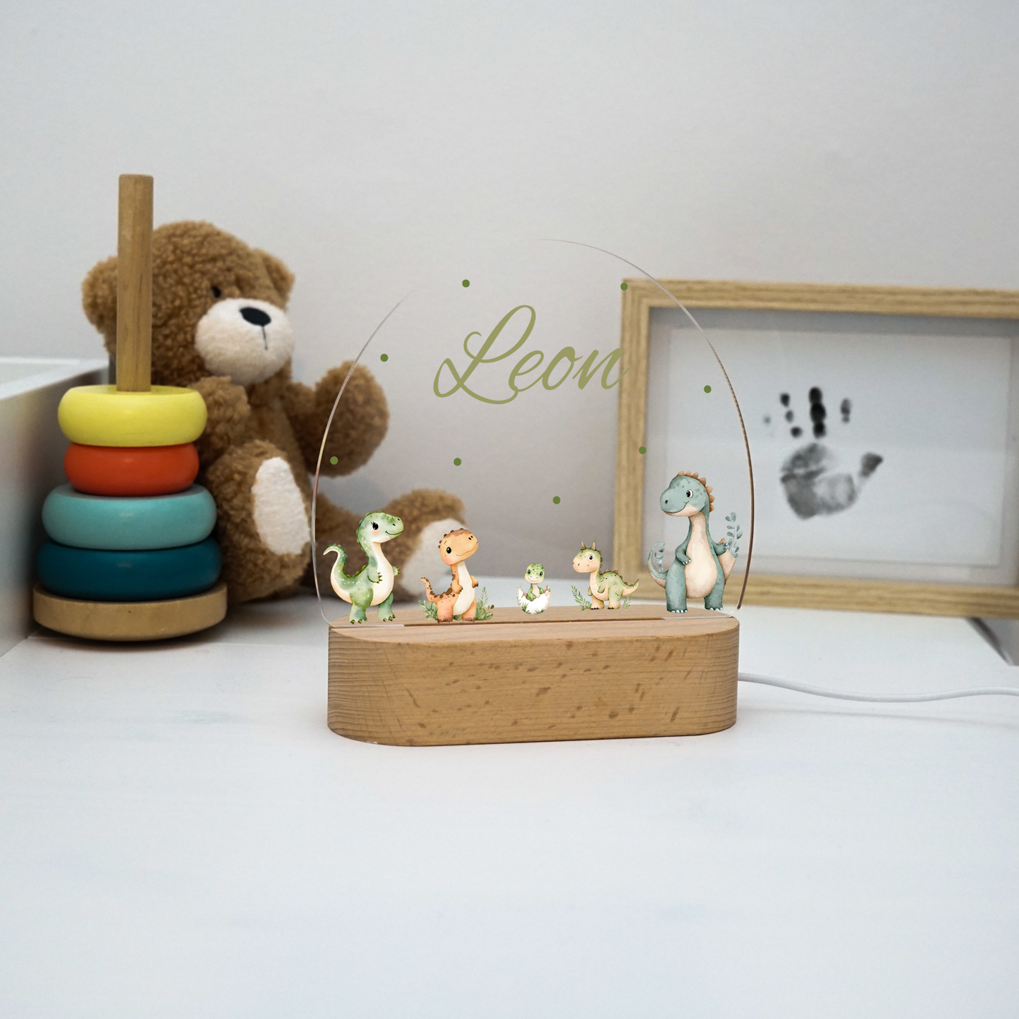 Personalisierte Nachtlampe LED - Dino Familie