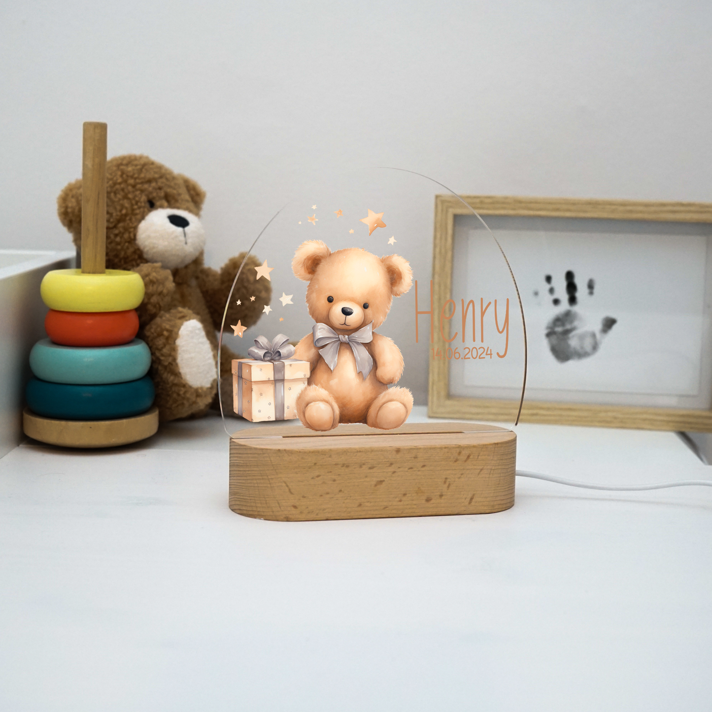 Personalisierte Nachtlampe LED - Teddy & Sternenhimmel