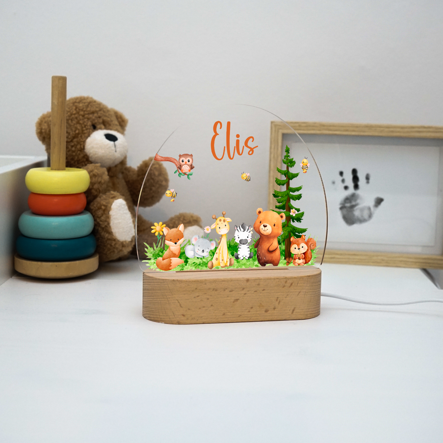 Personalisierte Nachtlampe LED - Safari Familie