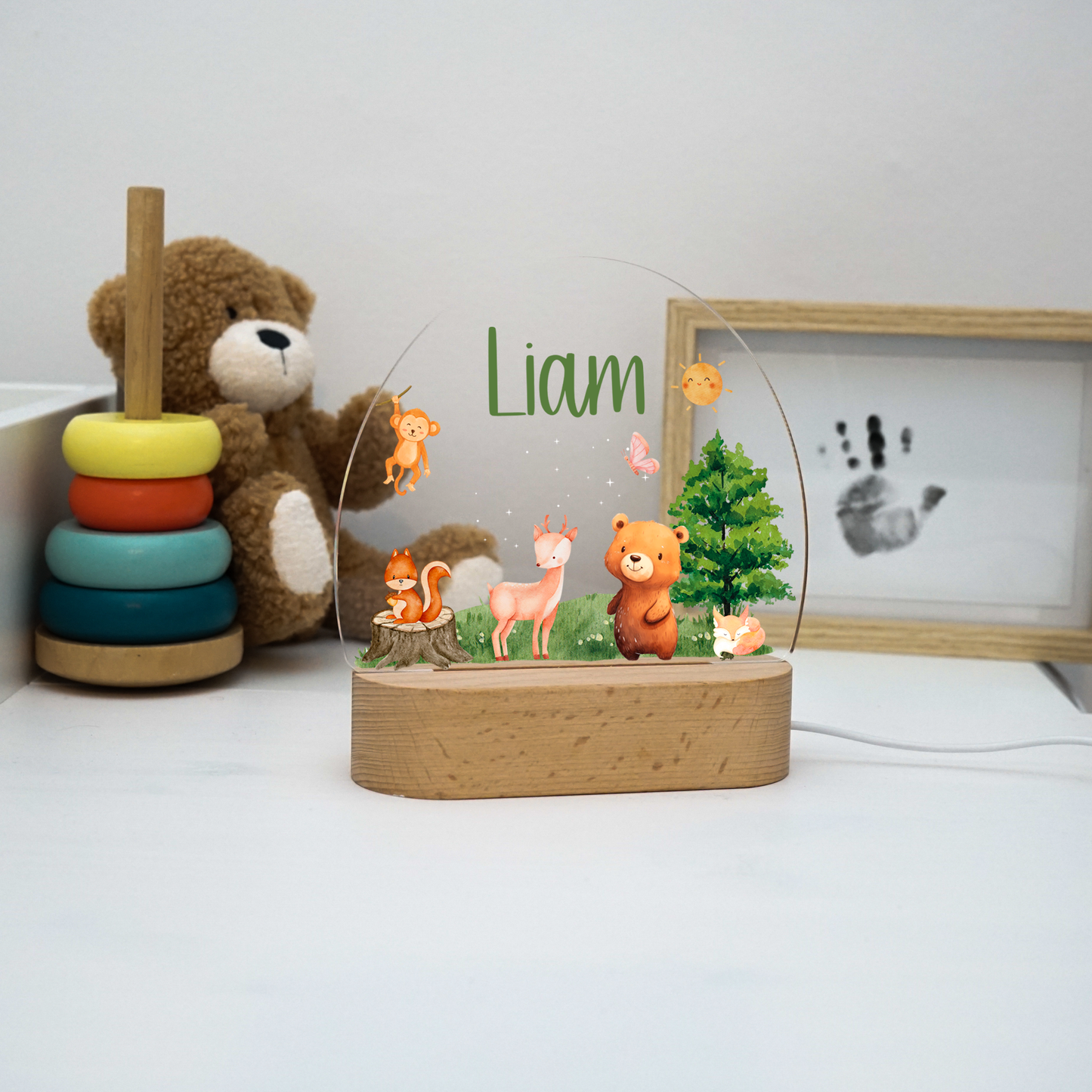 Personalisierte Nachtlampe LED - Mini Helden im Wald