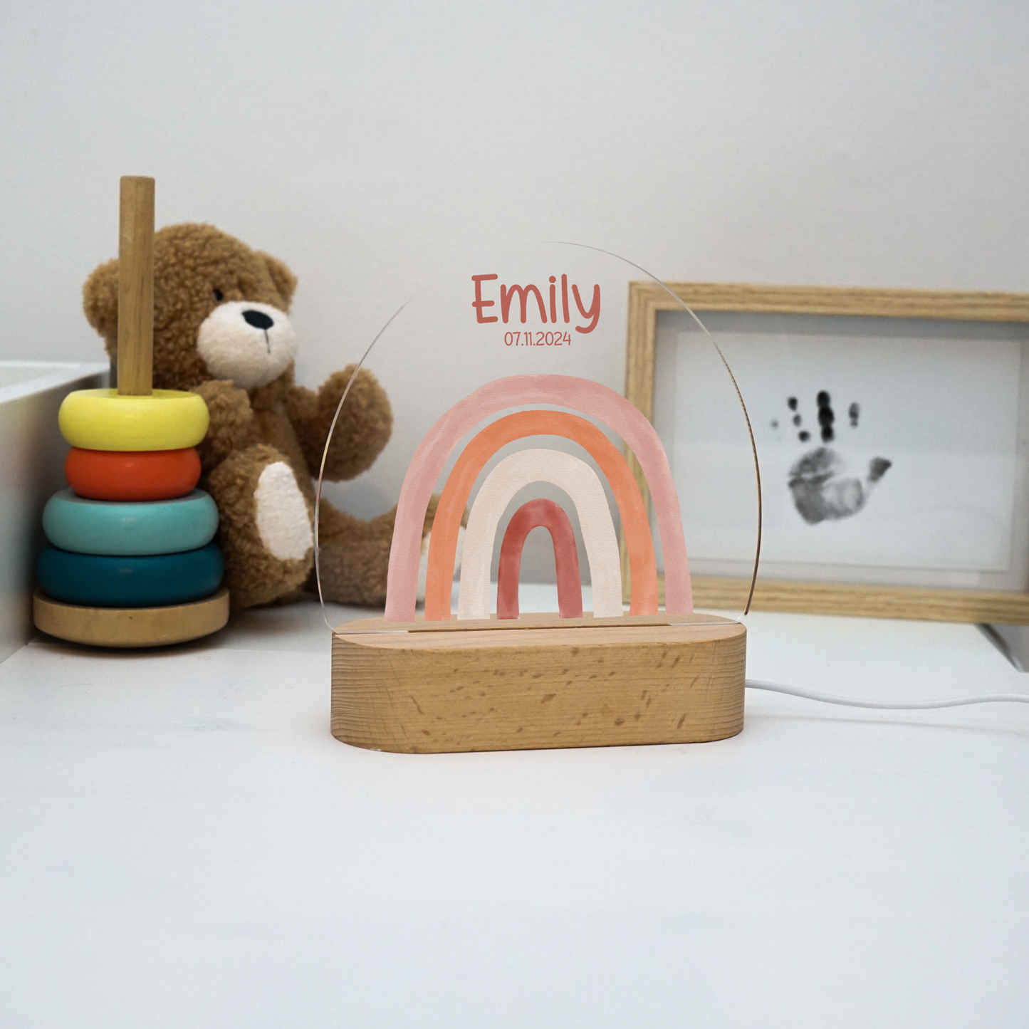 Personalisierte Nachtlampe LED - Boho Regenbogen