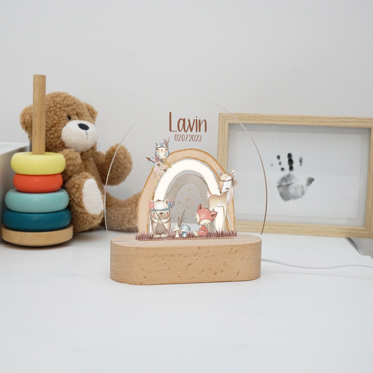 Personalisierte Nachtlampe LED - Wald Freunde