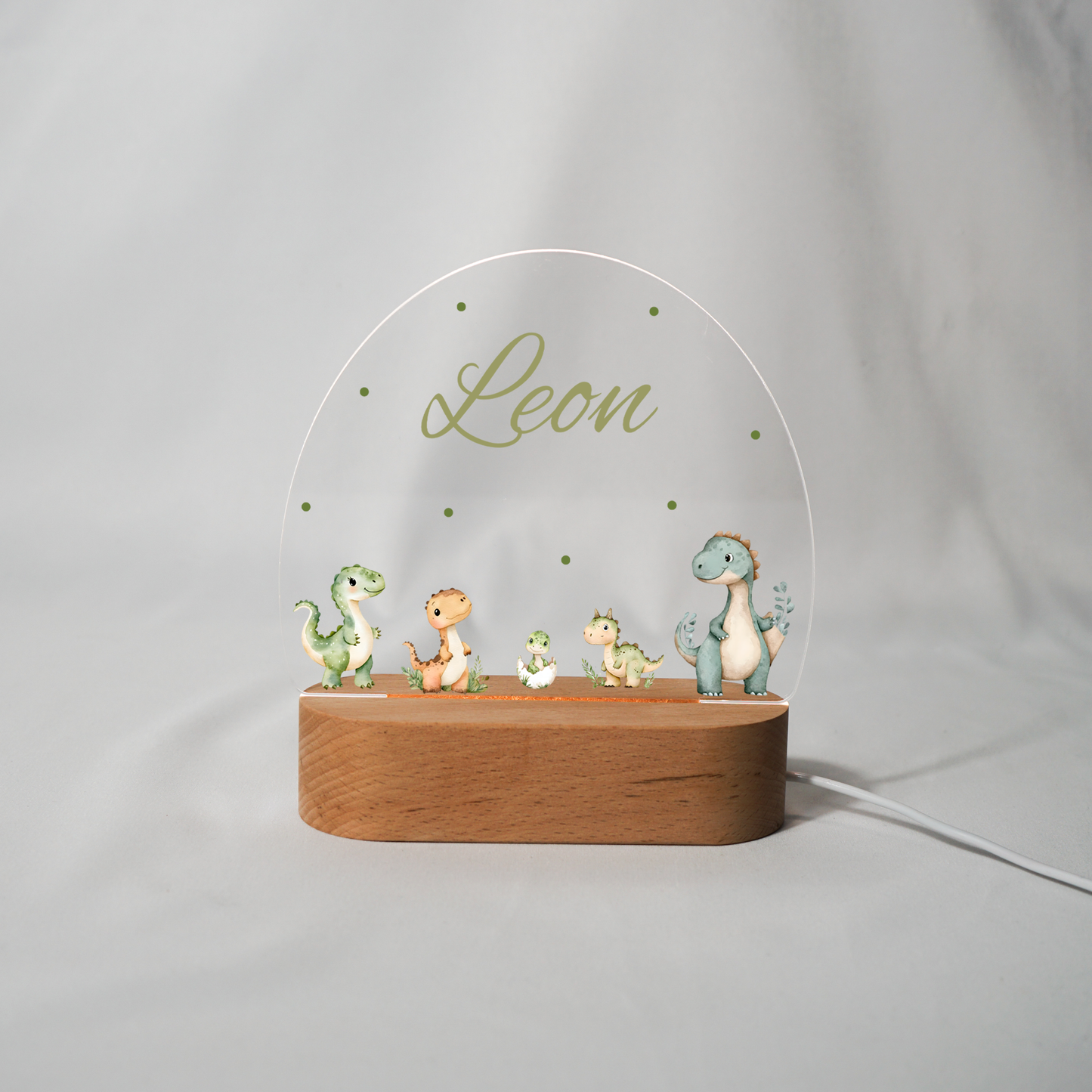 Personalisierte Nachtlampe LED - Dino Familie