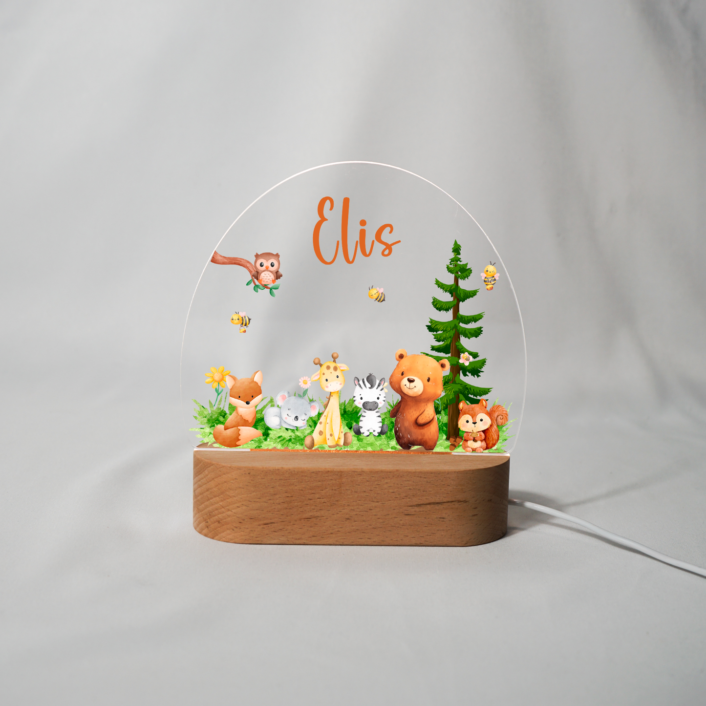 Personalisierte Nachtlampe LED - Safari Familie