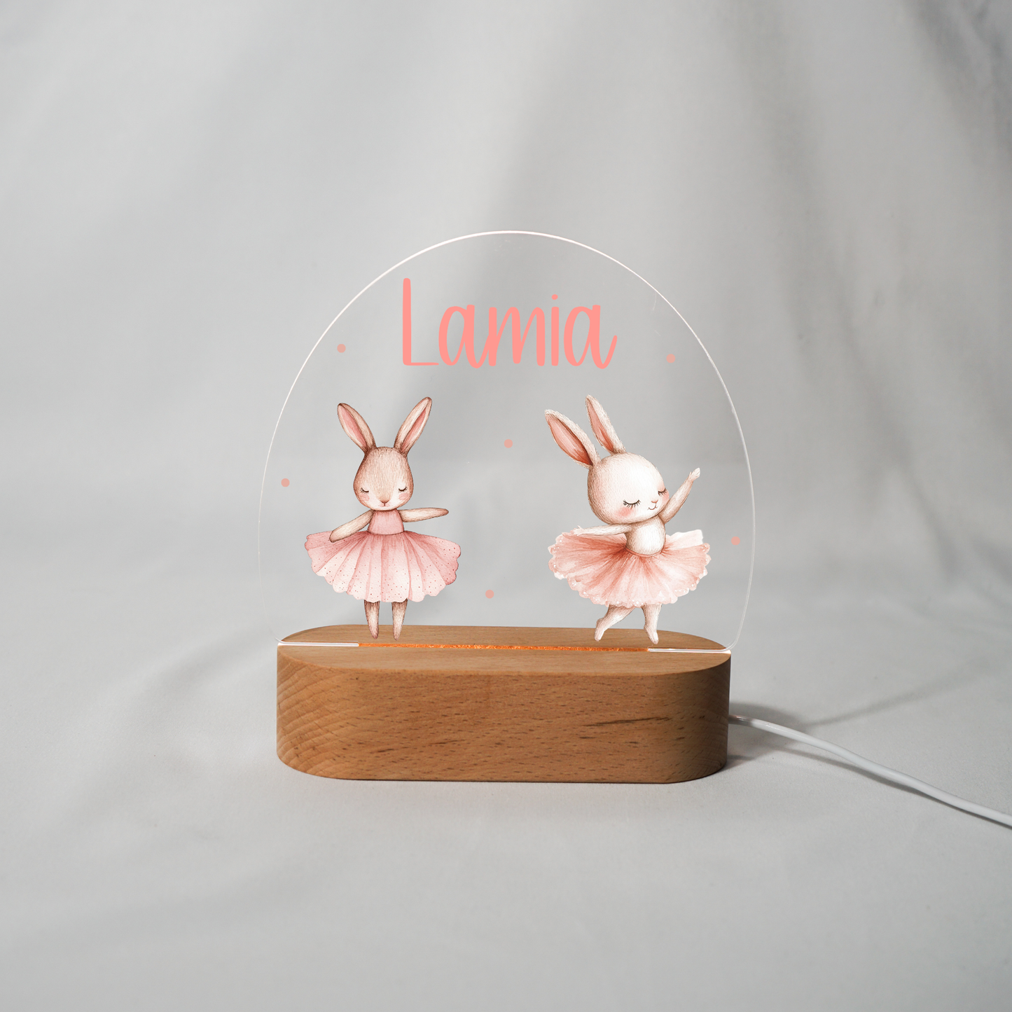 Personalisierte Nachtlampe LED - Ballerina Hasen