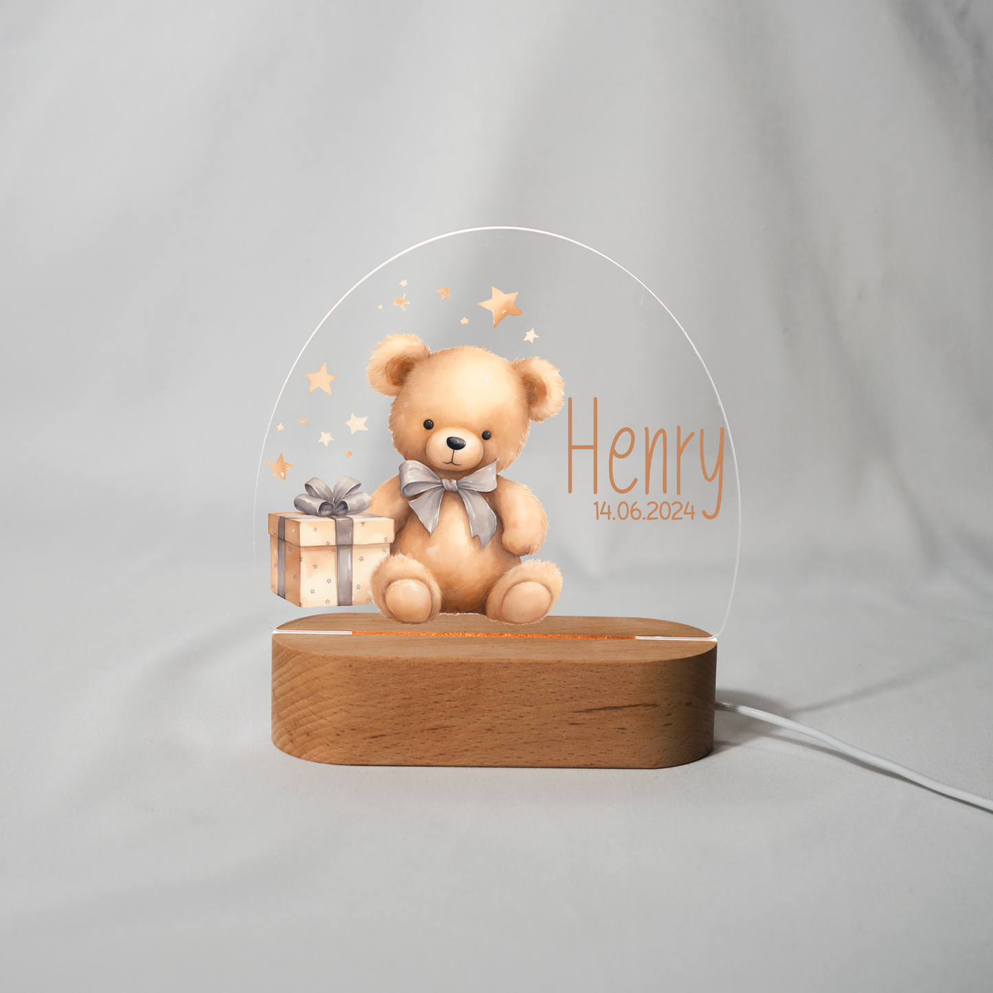 Personalisierte Nachtlampe LED - Teddy & Sternenhimmel