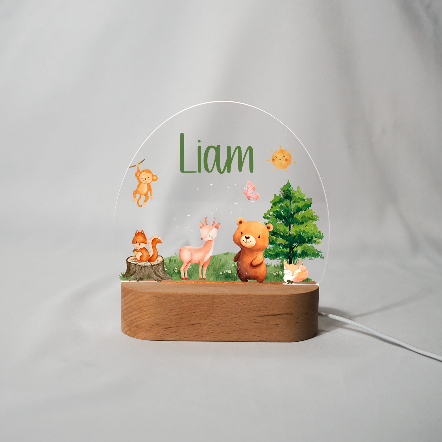 Personalisierte Nachtlampe LED - Mini Helden im Wald