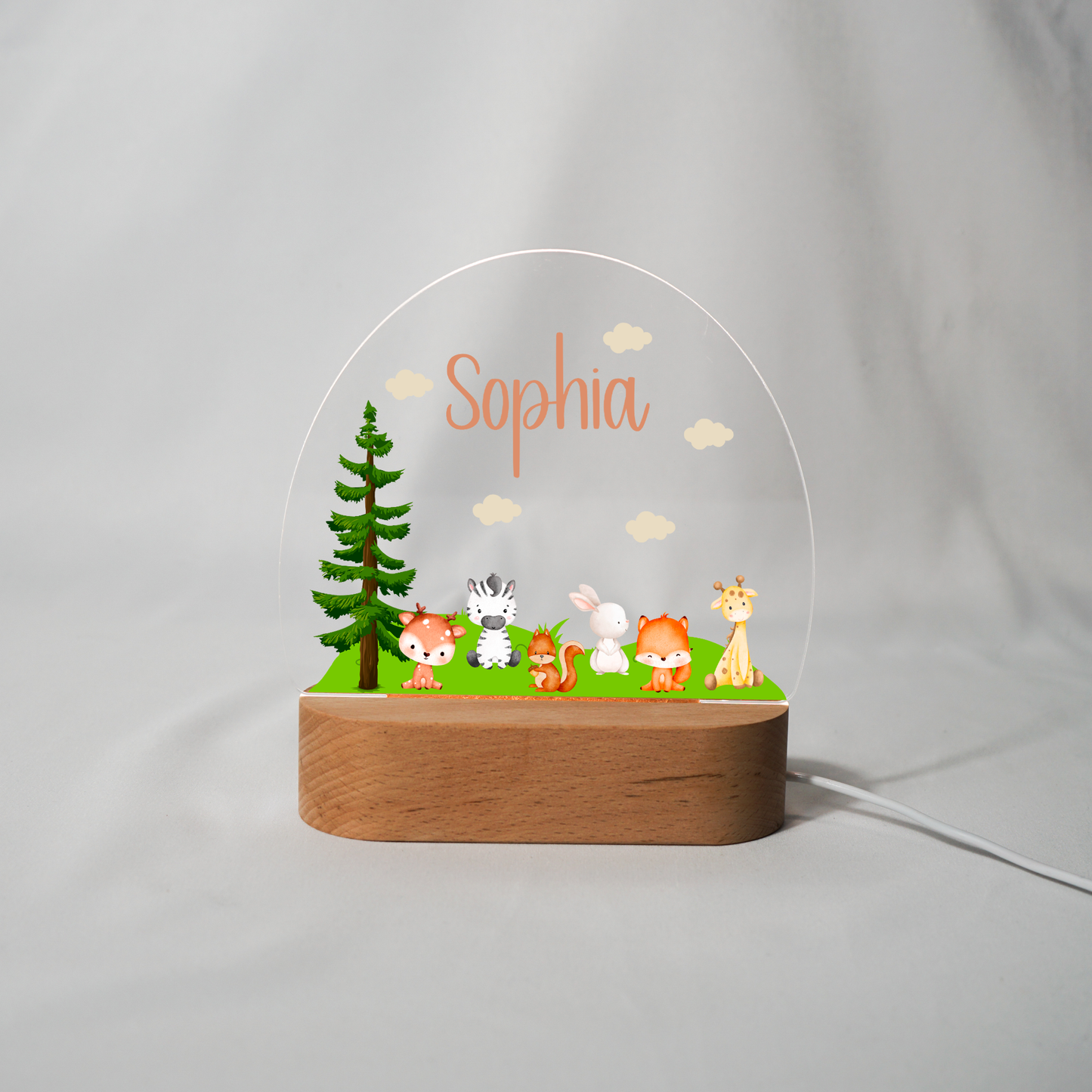 Personalisierte Nachtlampe LED - Mini Waldfreunde