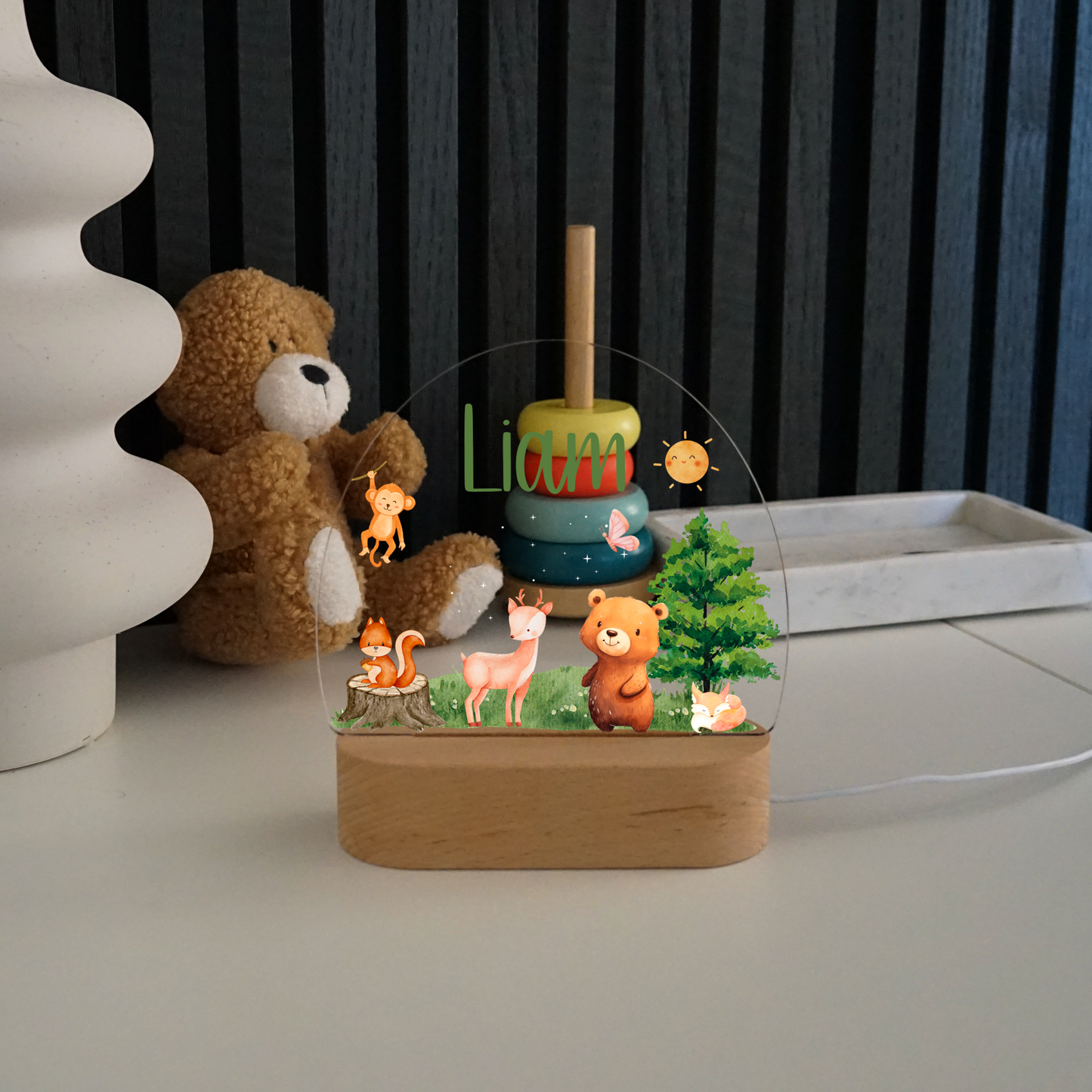 Personalisierte Nachtlampe LED - Mini Helden im Wald