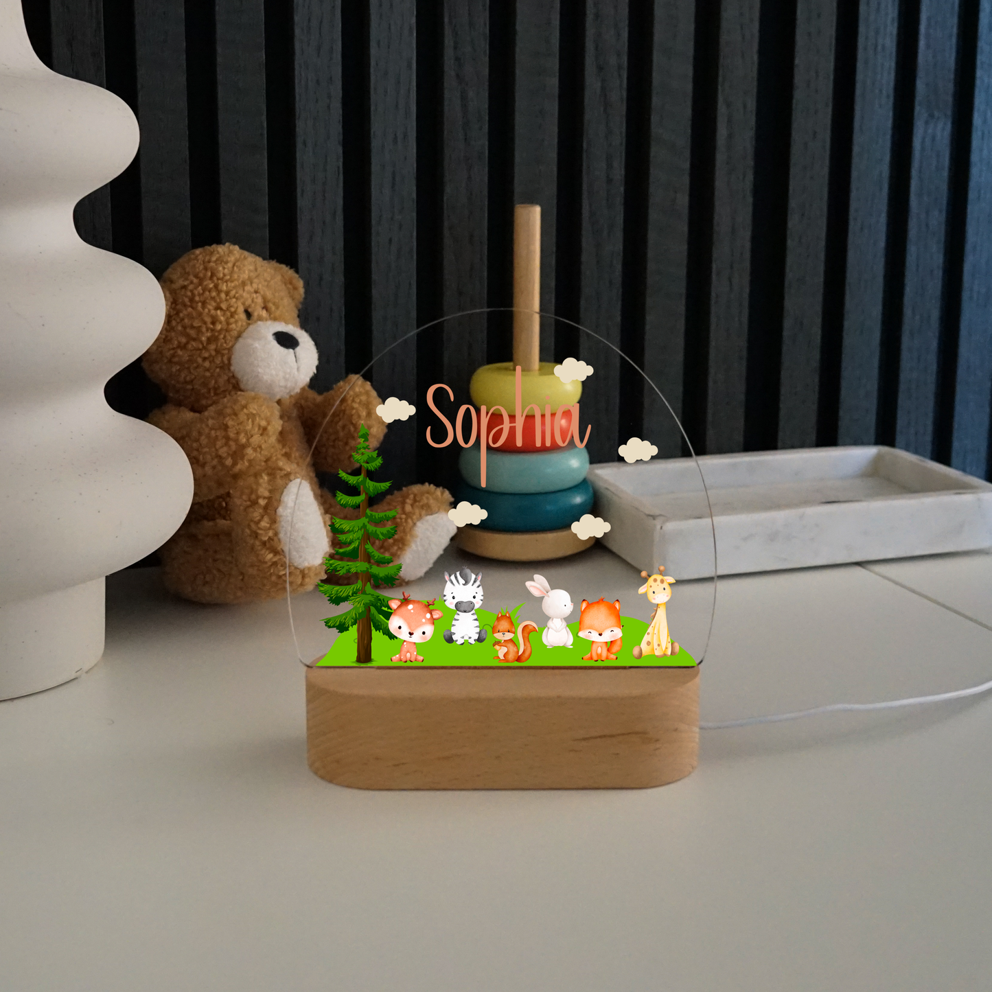 Personalisierte Nachtlampe LED - Mini Waldfreunde
