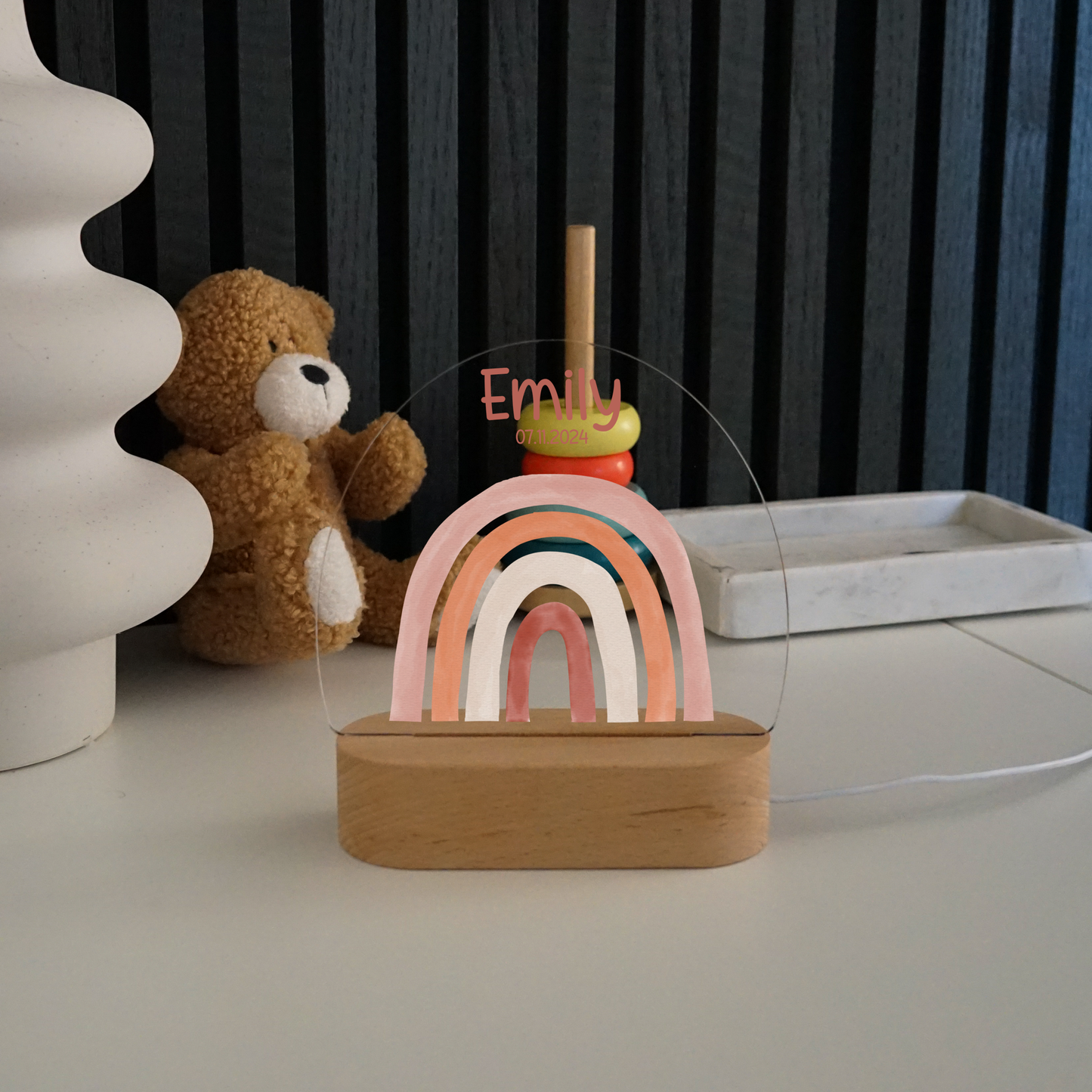 Personalisierte Nachtlampe LED - Boho Regenbogen